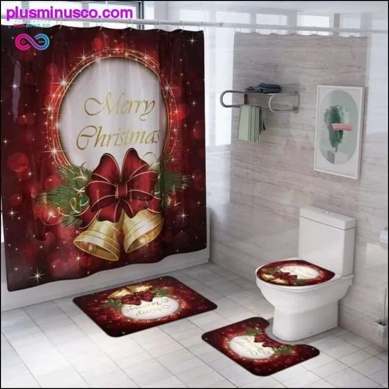 Christmas-patterned Curtain Toilet Cover Non-slip Rug Home