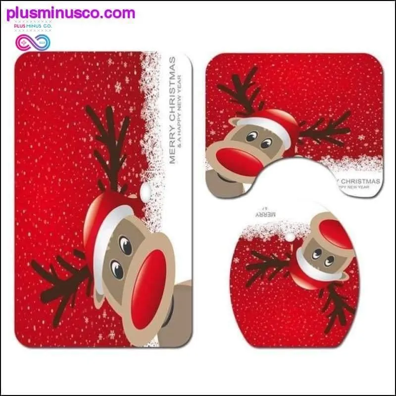 Christmas-patterned Curtain Toilet Cover Non-slip Rug Home