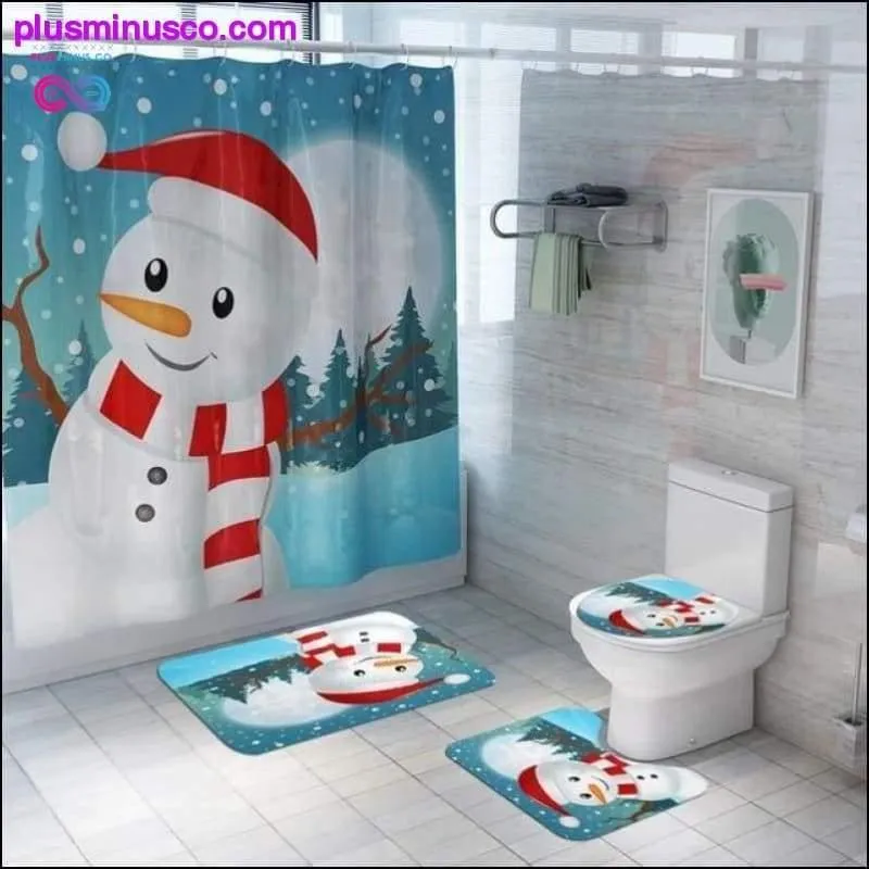 Christmas-patterned Curtain Toilet Cover Non-slip Rug Home