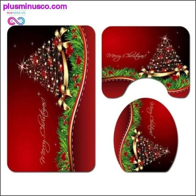 Christmas-patterned Curtain Toilet Cover Non-slip Rug Home