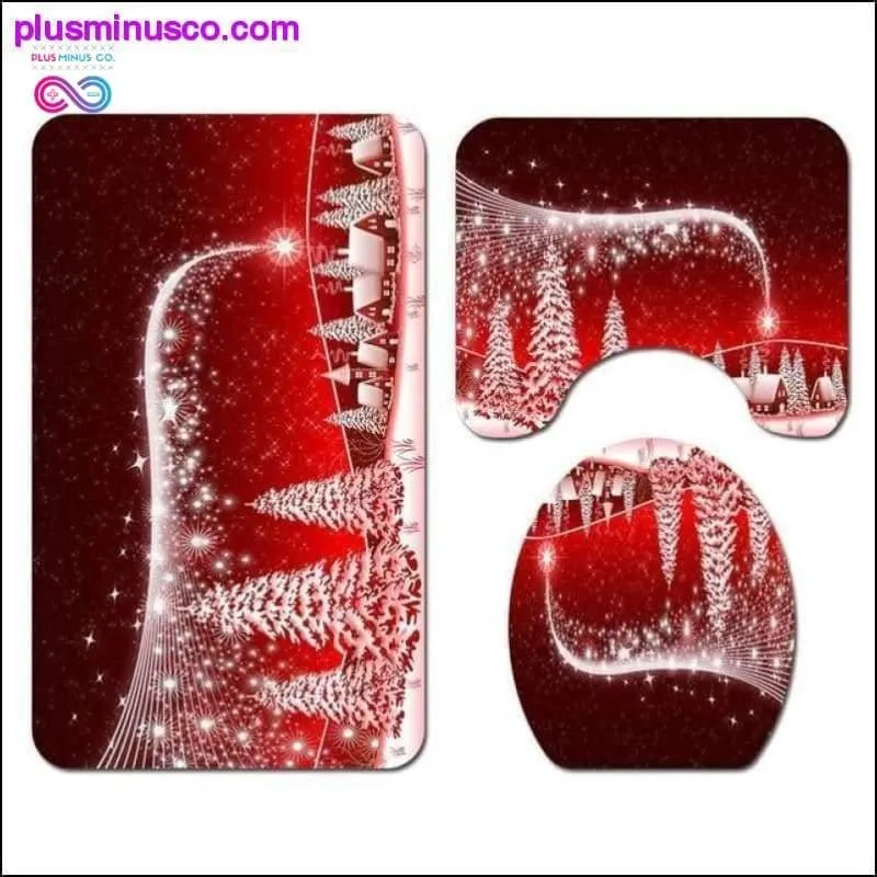 Christmas-patterned Curtain Toilet Cover Non-slip Rug Home