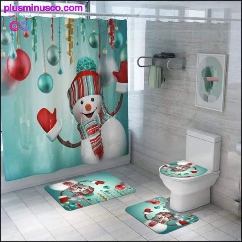 Christmas-patterned Curtain Toilet Cover Non-slip Rug Home