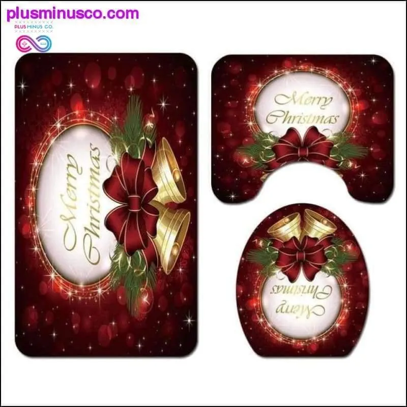 Christmas-patterned Curtain Toilet Cover Non-slip Rug Home