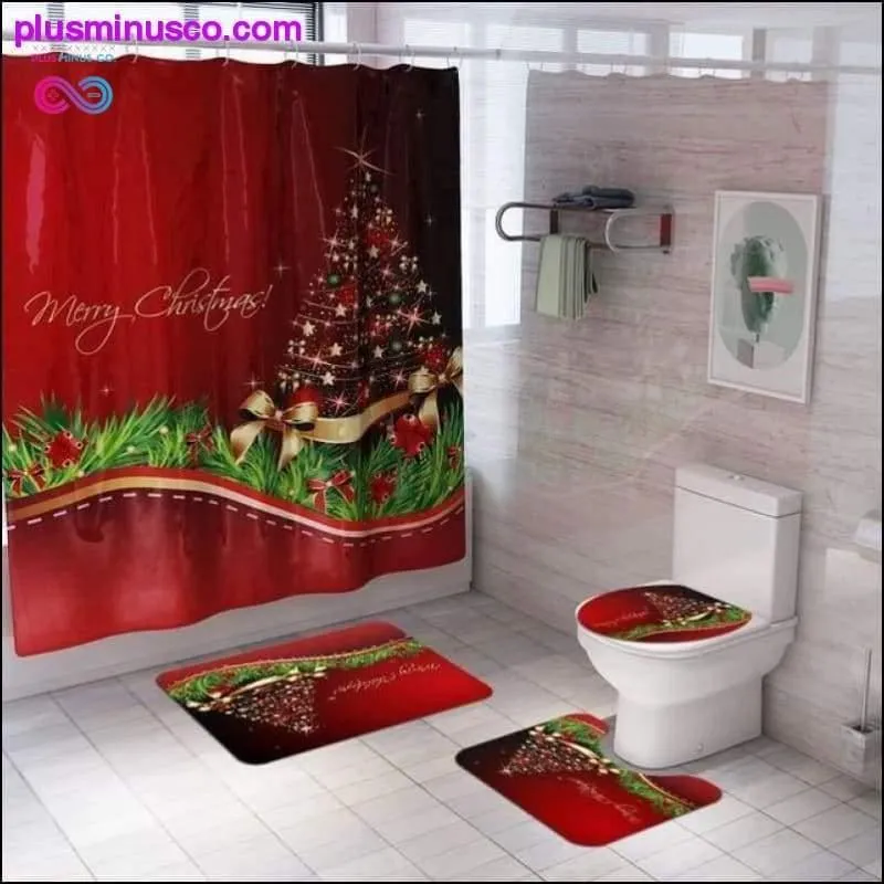 Christmas-patterned Curtain Toilet Cover Non-slip Rug Home