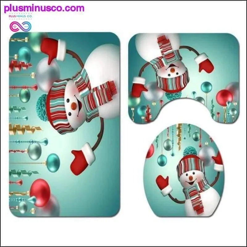 Christmas-patterned Curtain Toilet Cover Non-slip Rug Home