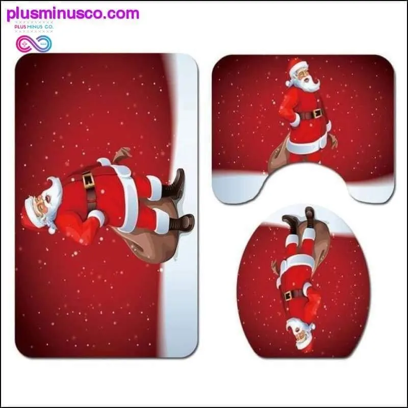 Christmas-patterned Curtain Toilet Cover Non-slip Rug Home