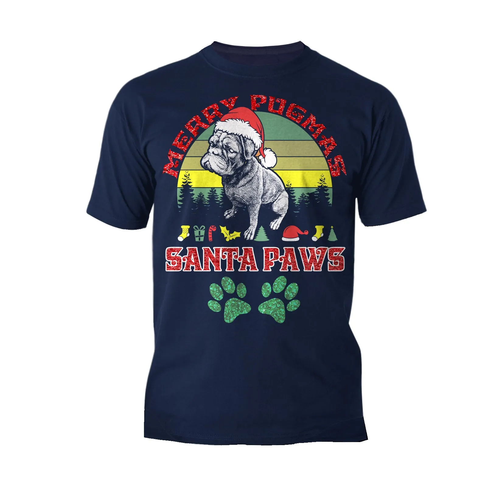 Christmas Pug Lover Merry Pugmas Santa Paws Fun Xmas Sparkle Men's T-Shirt