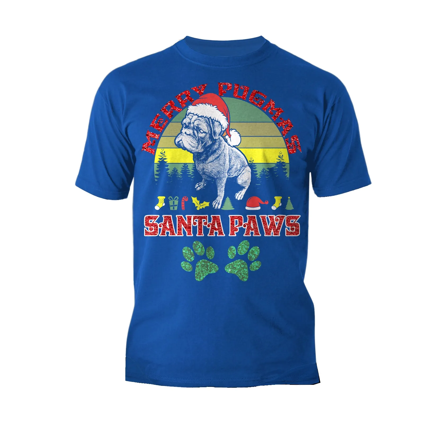 Christmas Pug Lover Merry Pugmas Santa Paws Fun Xmas Sparkle Men's T-Shirt