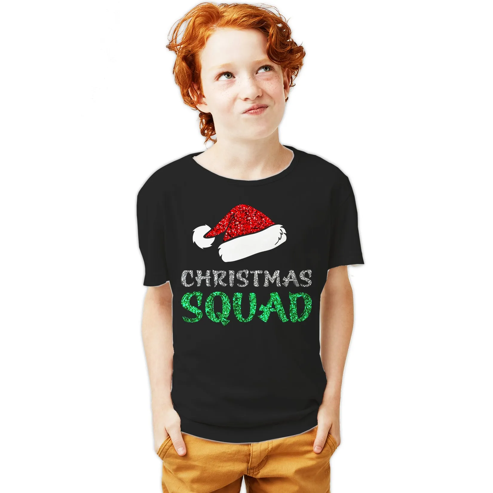 Christmas Squad Santa Hat Cute Xmas Sparkle Matching Family Youth T-Shirt