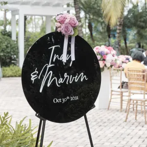Circle Welcome Sign Black Acrylic