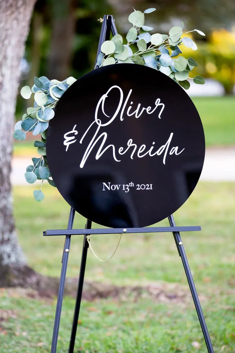 Circle Welcome Sign Black Acrylic