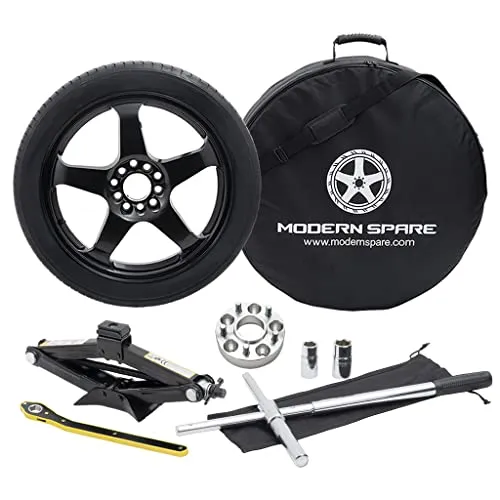 Complete Compact Spare Tire Kit w/Carrying Case & Wheel Spacer - Fits 2015-2023 Mercedes C-Class (BR 205) - Modern Spare (Complete Kit w/Carrying Case & Spacer)