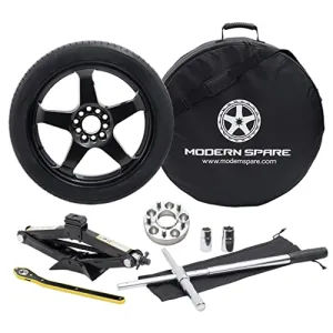 Complete Compact Spare Tire Kit w/Carrying Case & Wheel Spacer - Fits 2015-2023 Mercedes C-Class (BR 205) - Modern Spare (Complete Kit w/Carrying Case & Spacer)