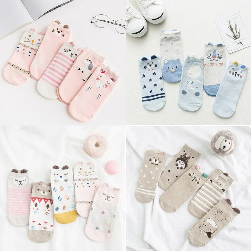 Cotton cartoon animals Socks - 5 Pairs