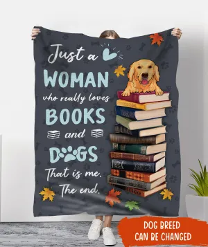 Custom 3D Fleece Blanket-Just a woman who loves dogs and books-Personalized Gifts For Dog Lovers-HTV