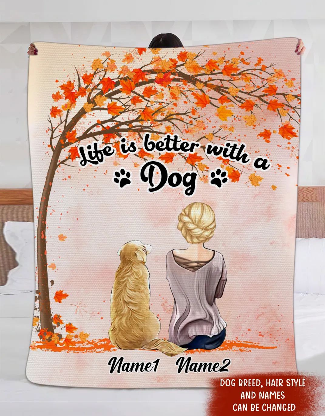 Custom 3D Fleece Blanket-Life is better with a dog-Personalized Gifts For Dog Lovers-HTV