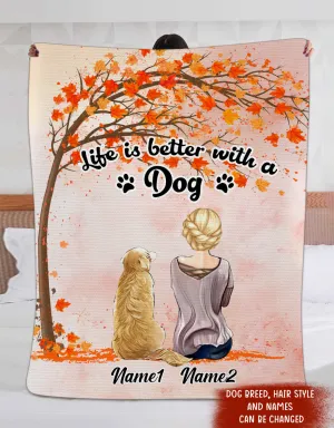 Custom 3D Fleece Blanket-Life is better with a dog-Personalized Gifts For Dog Lovers-HTV