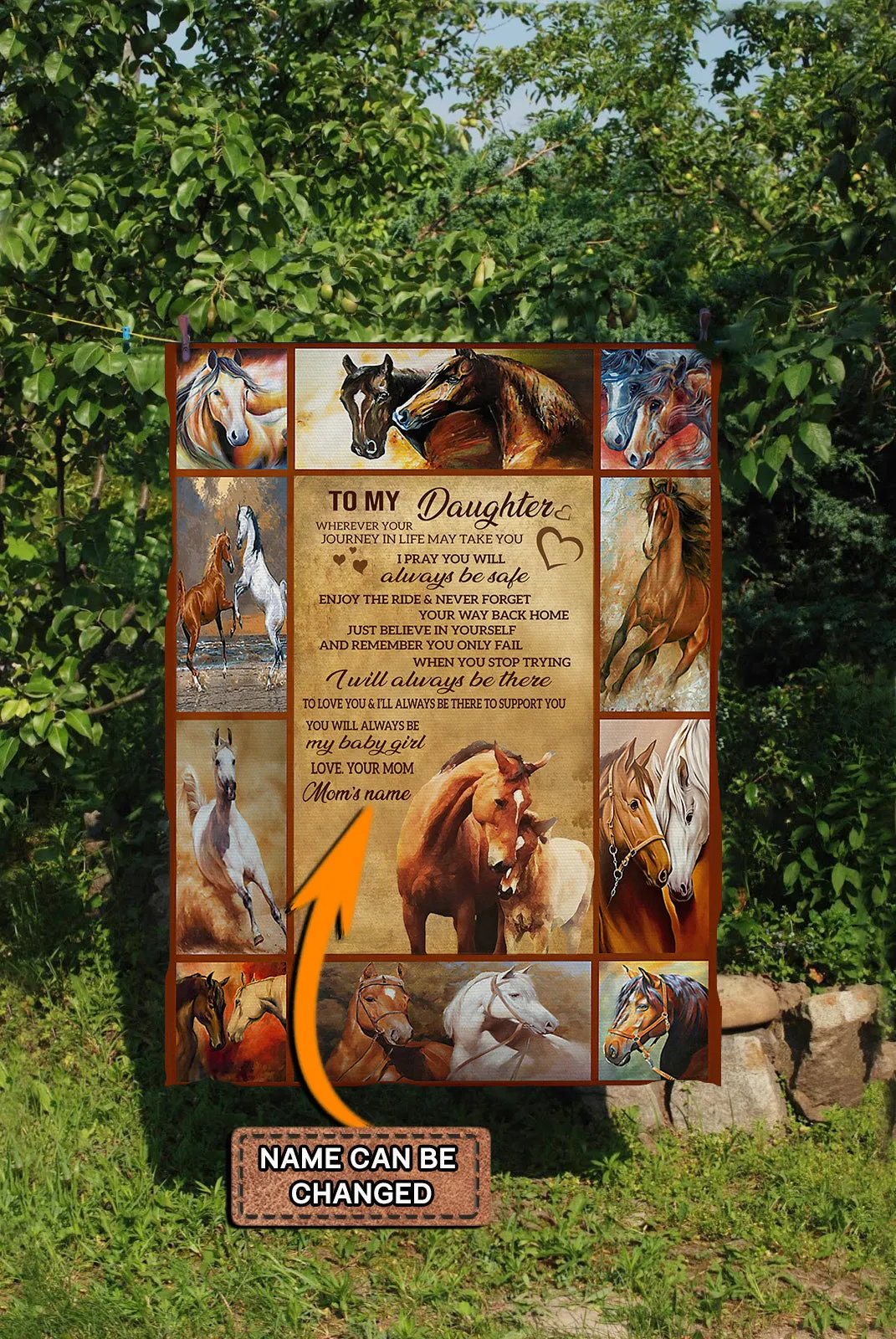 Custom Fleece Blanket-Horse- To my daughter-HTV