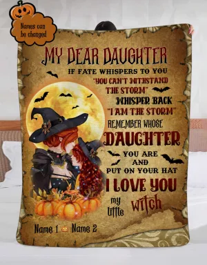 Custom Fleece Blanket-My dear daughter-I love you my little witch-HTV
