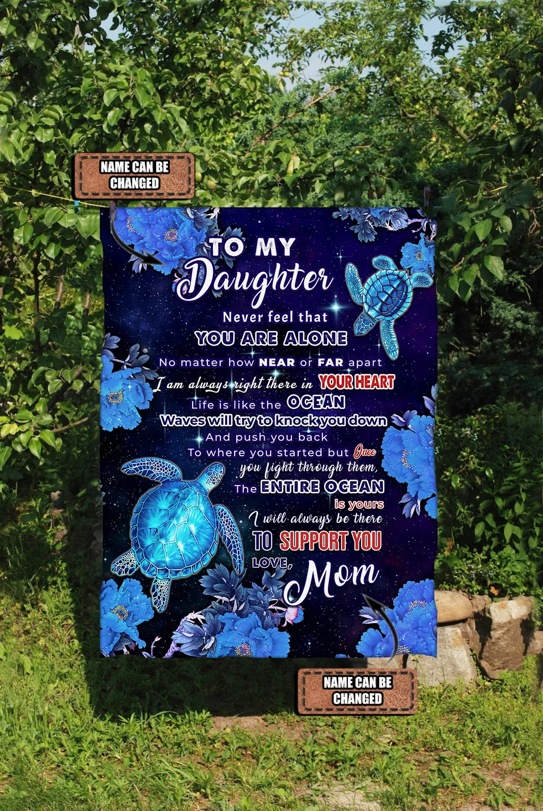 Custom Fleece Blanket-Turtle-To my daughter-HTV