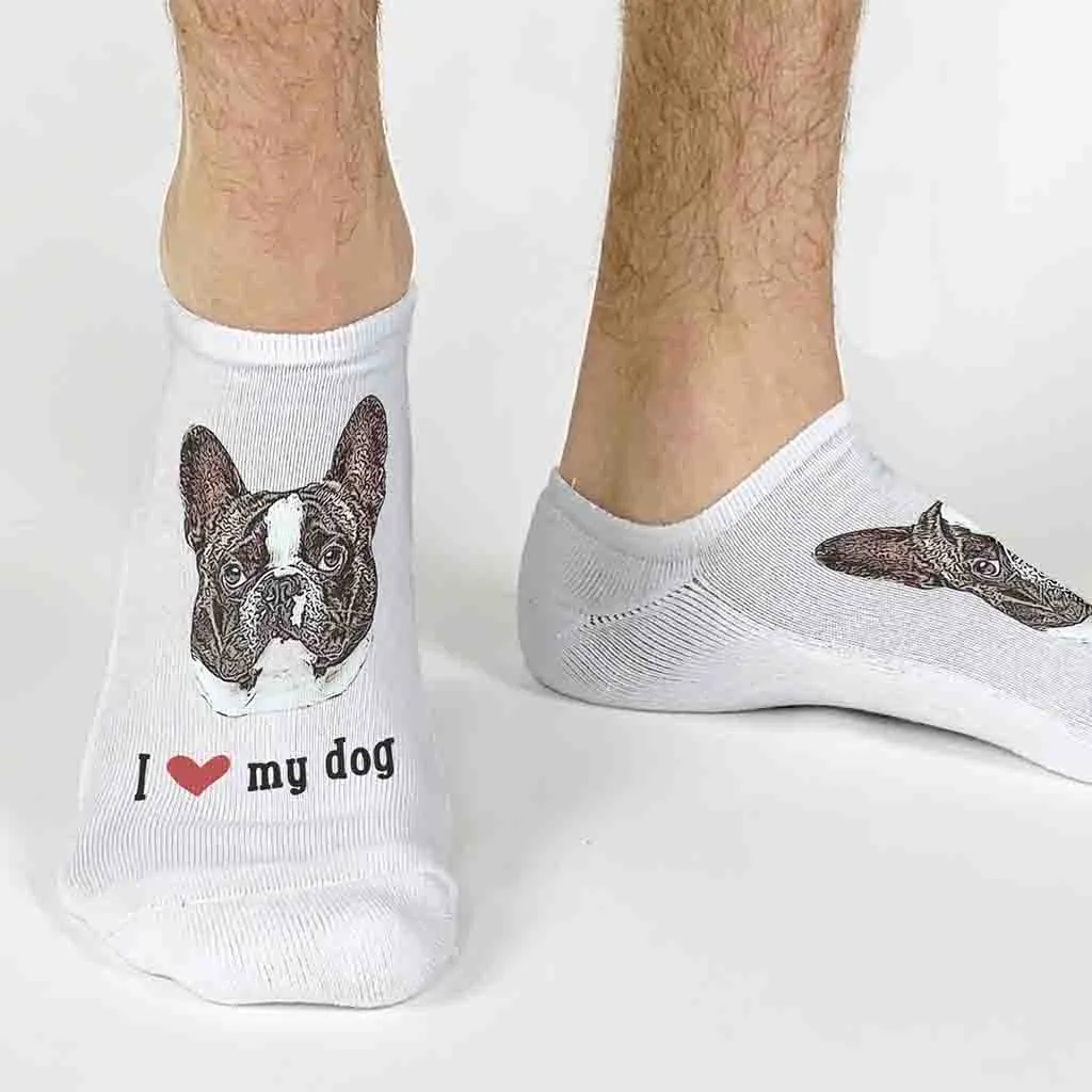 Custom I Love My Dog Photo Socks