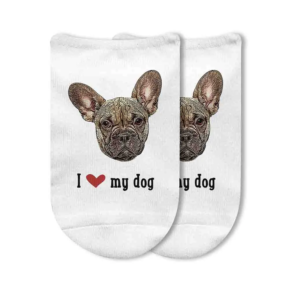 Custom I Love My Dog Photo Socks