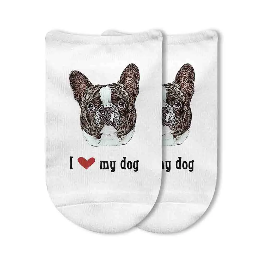 Custom I Love My Dog Photo Socks
