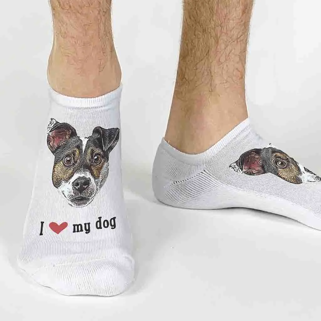 Custom I Love My Dog Photo Socks