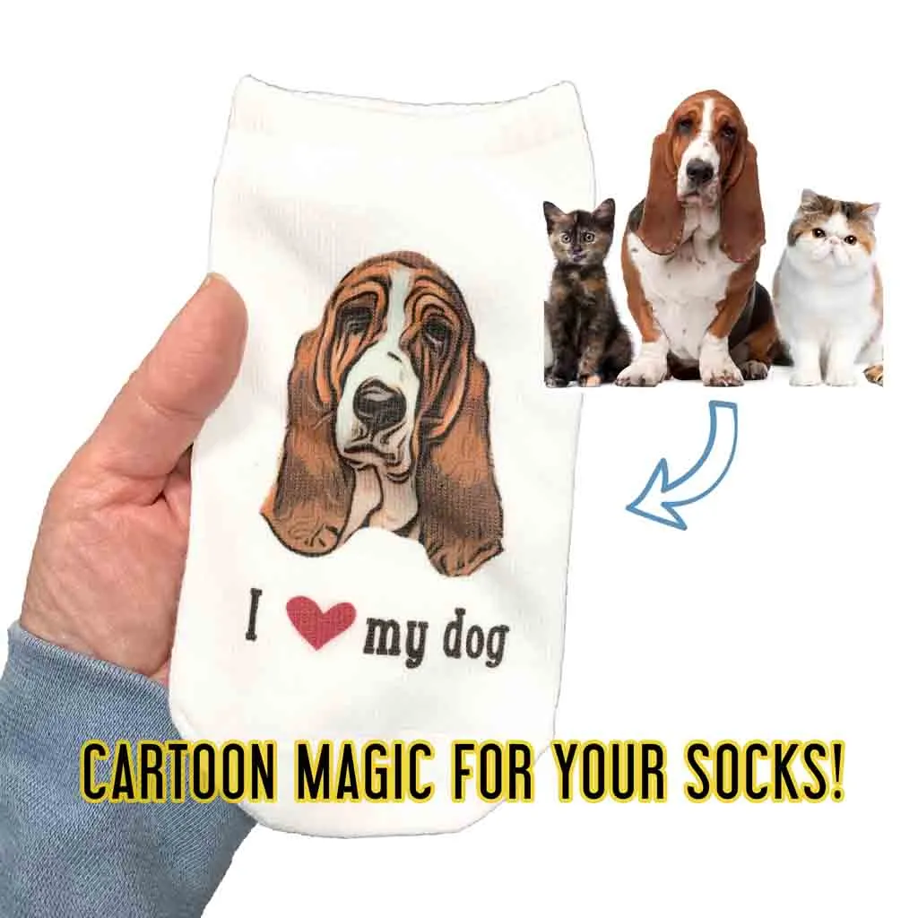 Custom I Love My Dog Photo Socks