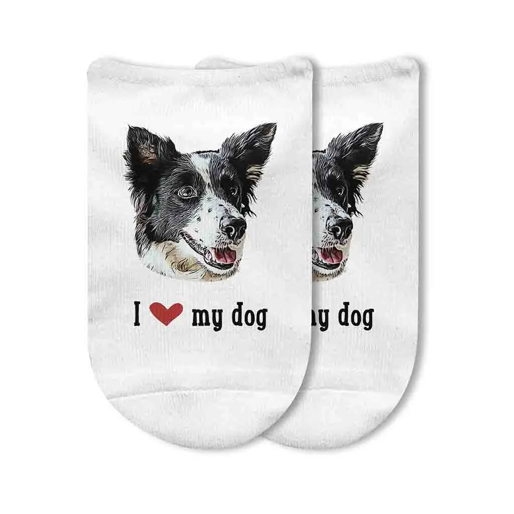Custom I Love My Dog Photo Socks