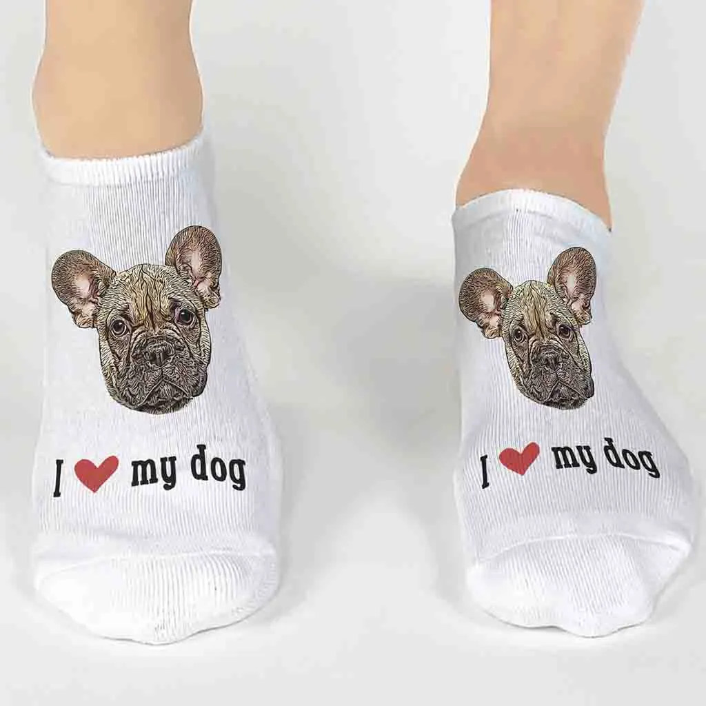 Custom I Love My Dog Photo Socks