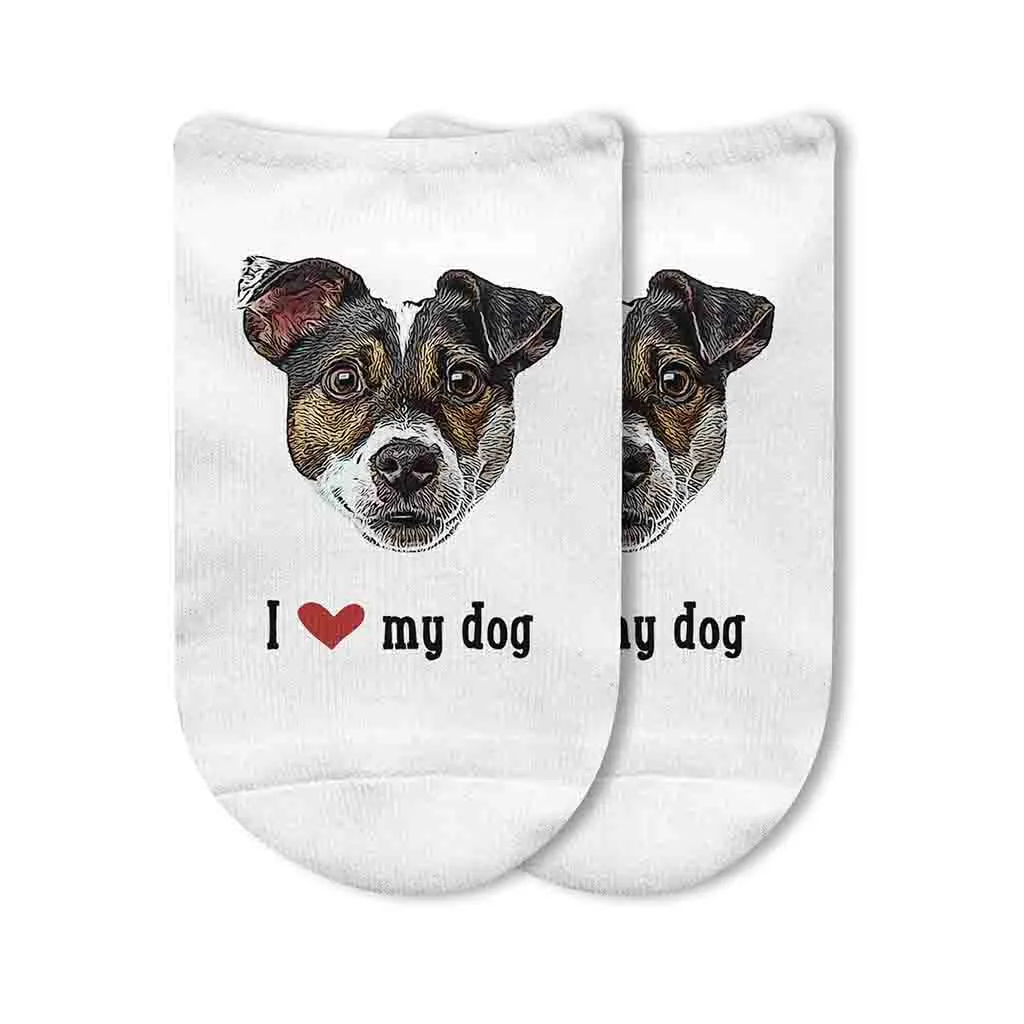 Custom I Love My Dog Photo Socks