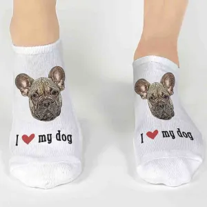 Custom I Love My Dog Photo Socks