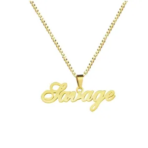 Custom Name Pendant Necklace Stainless Steel Name Plate Necklace