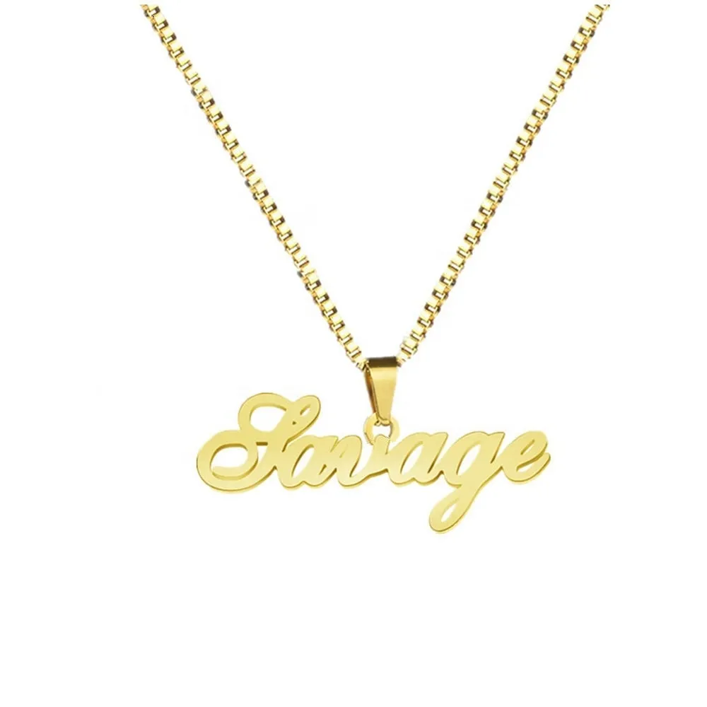 Custom Name Pendant Necklace Stainless Steel Name Plate Necklace