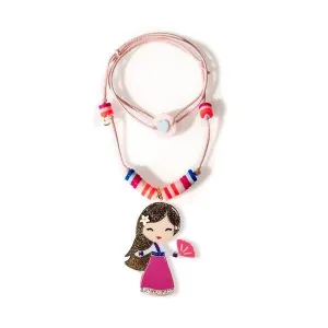 Cute Doll Dark Pink Dress Beads Necklace (unit)