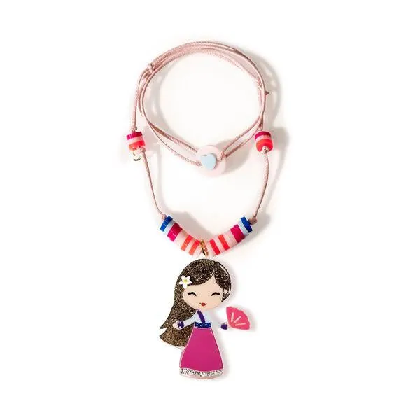 Cute Doll Dark Pink Dress Beads Necklace (unit)