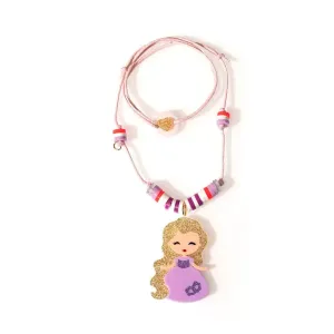 Cute Doll Purple Dress Beaded Necklace