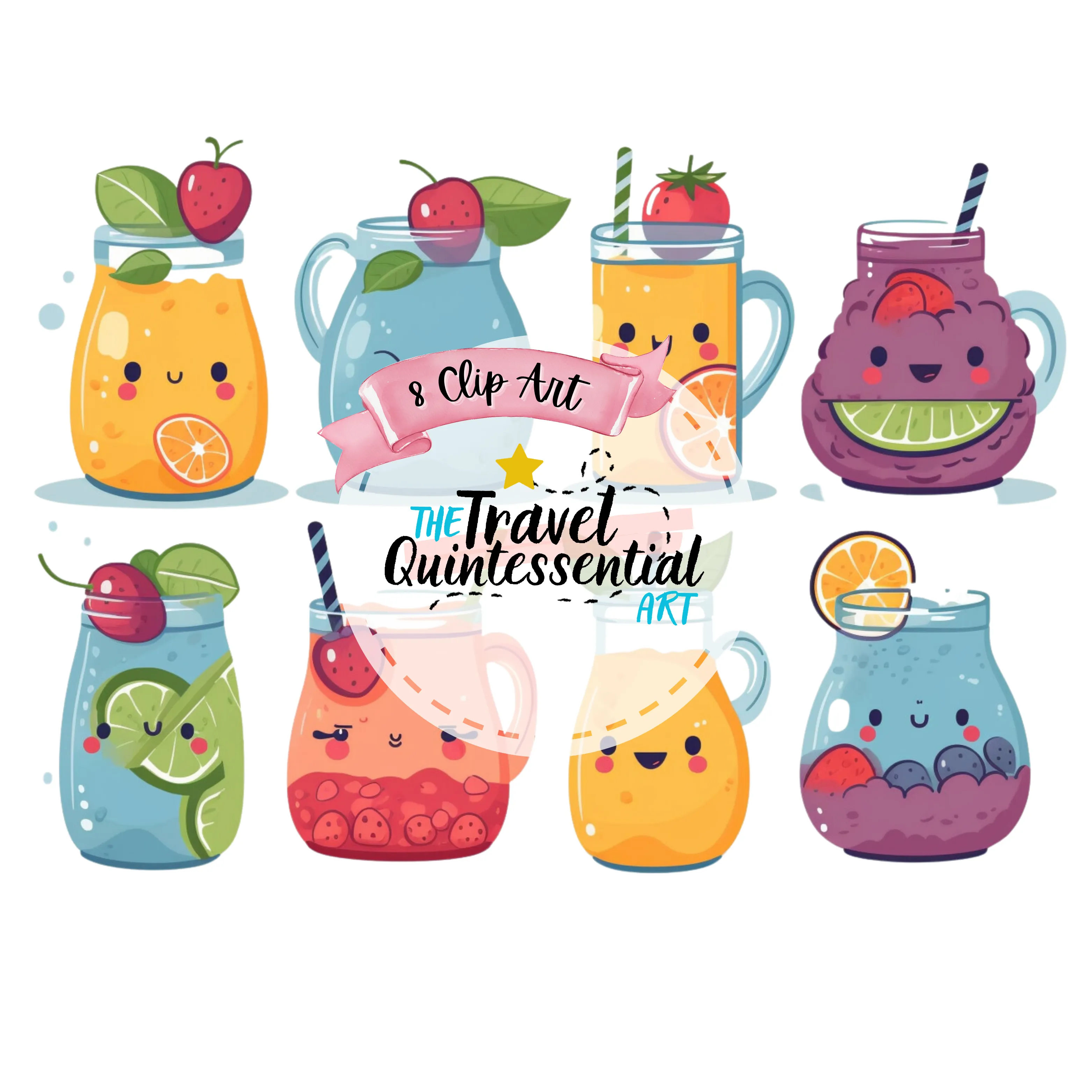 Cute Drinks Digital Art SETDR001