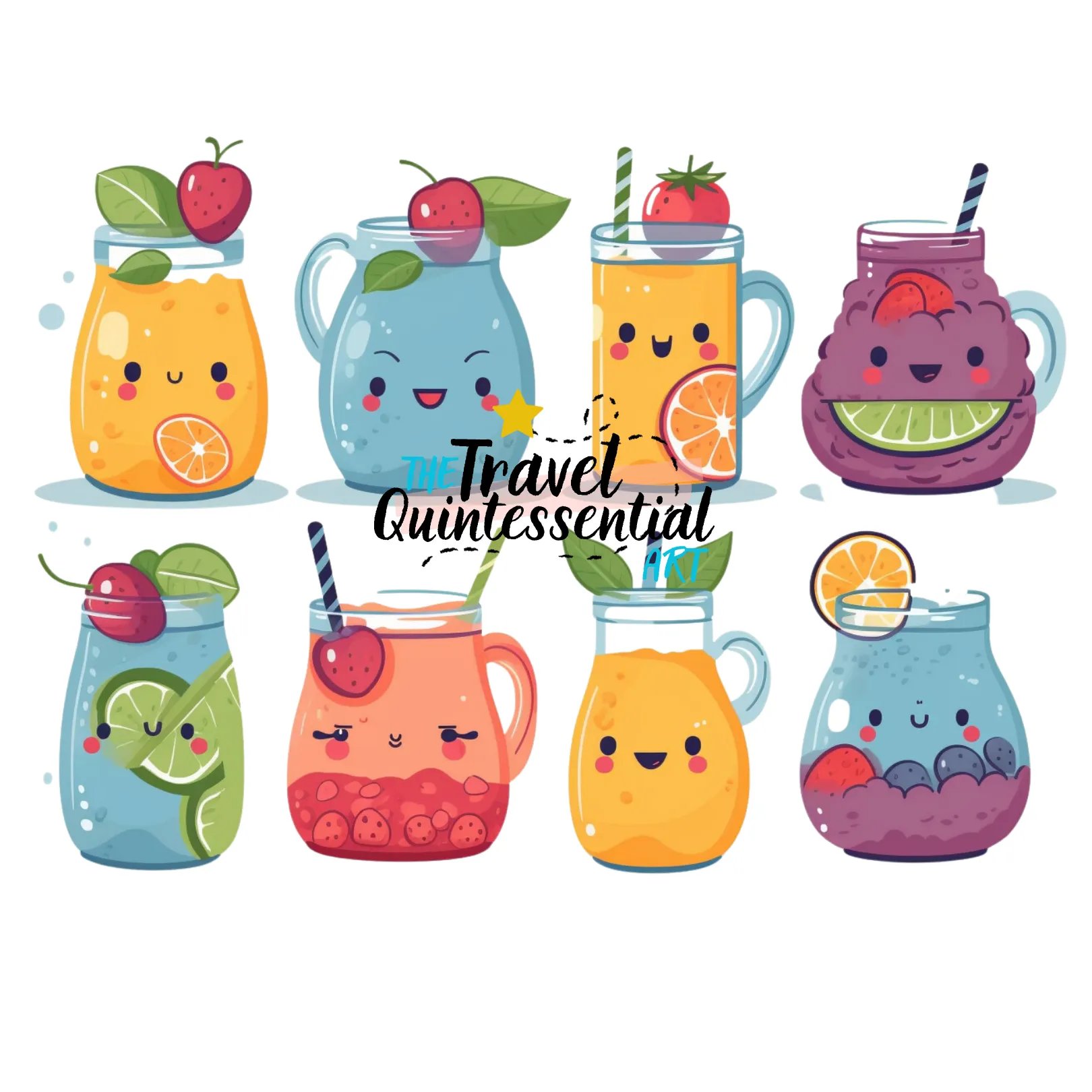 Cute Drinks Digital Art SETDR001