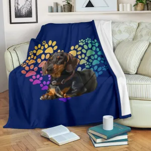 Dachshund Heart Blanket - Black & Tan