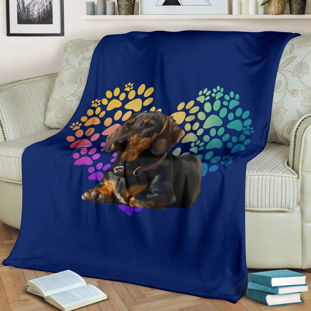 Dachshund Heart Blanket - Black & Tan