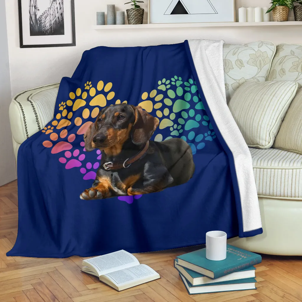 Dachshund Heart Blanket - Black & Tan