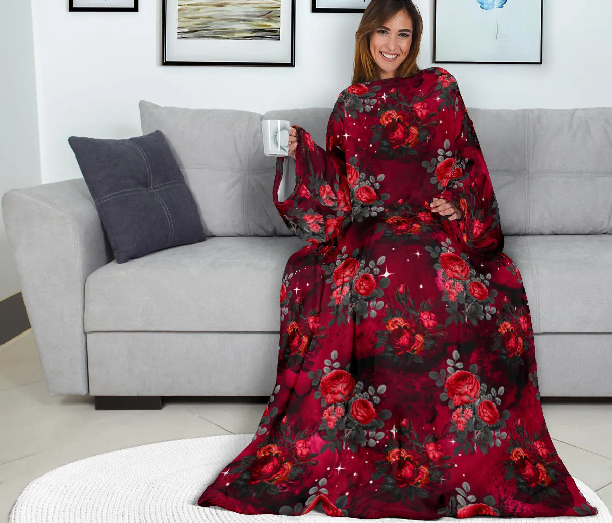 Dark Roses Adult Sleeve Blanket