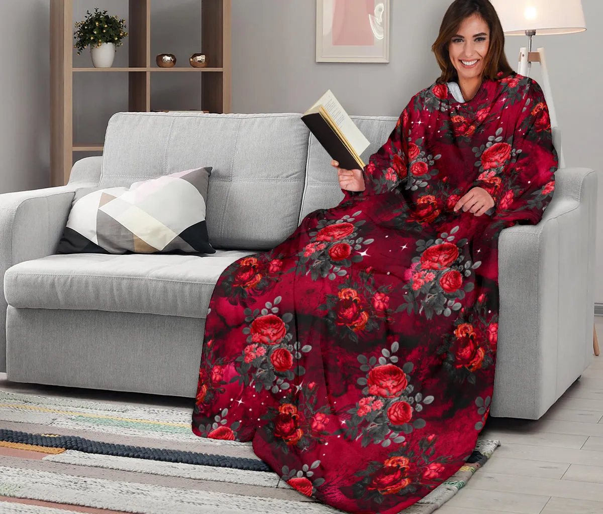 Dark Roses Adult Sleeve Blanket