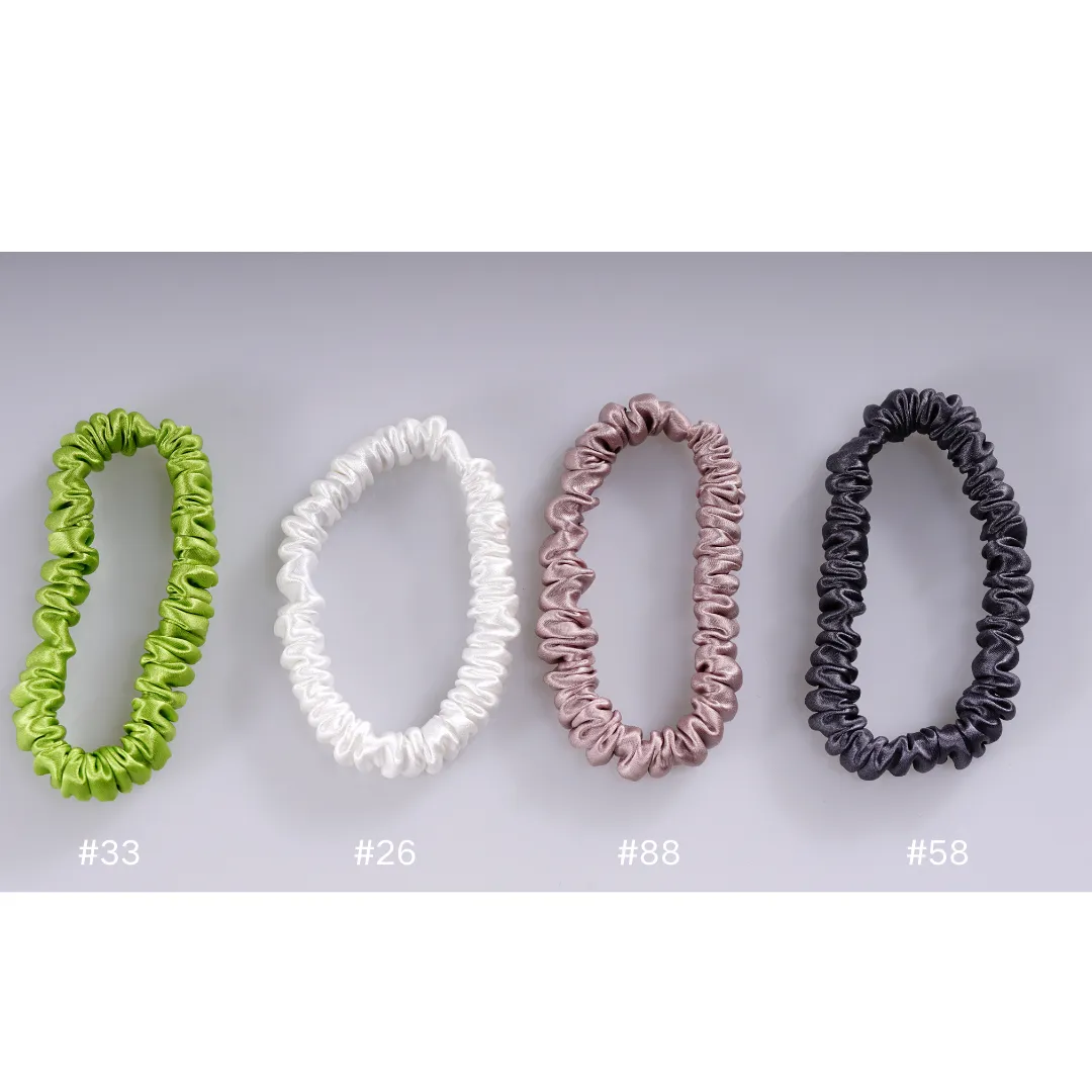 Deep lotus root silk scrunchies mini