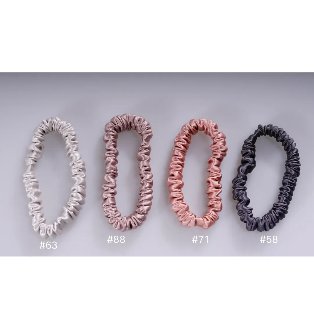Deep lotus root silk scrunchies mini