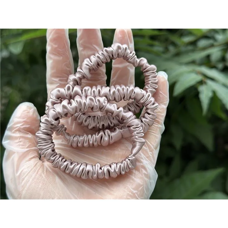 Deep lotus root silk scrunchies mini