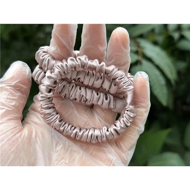 Deep lotus root silk scrunchies mini