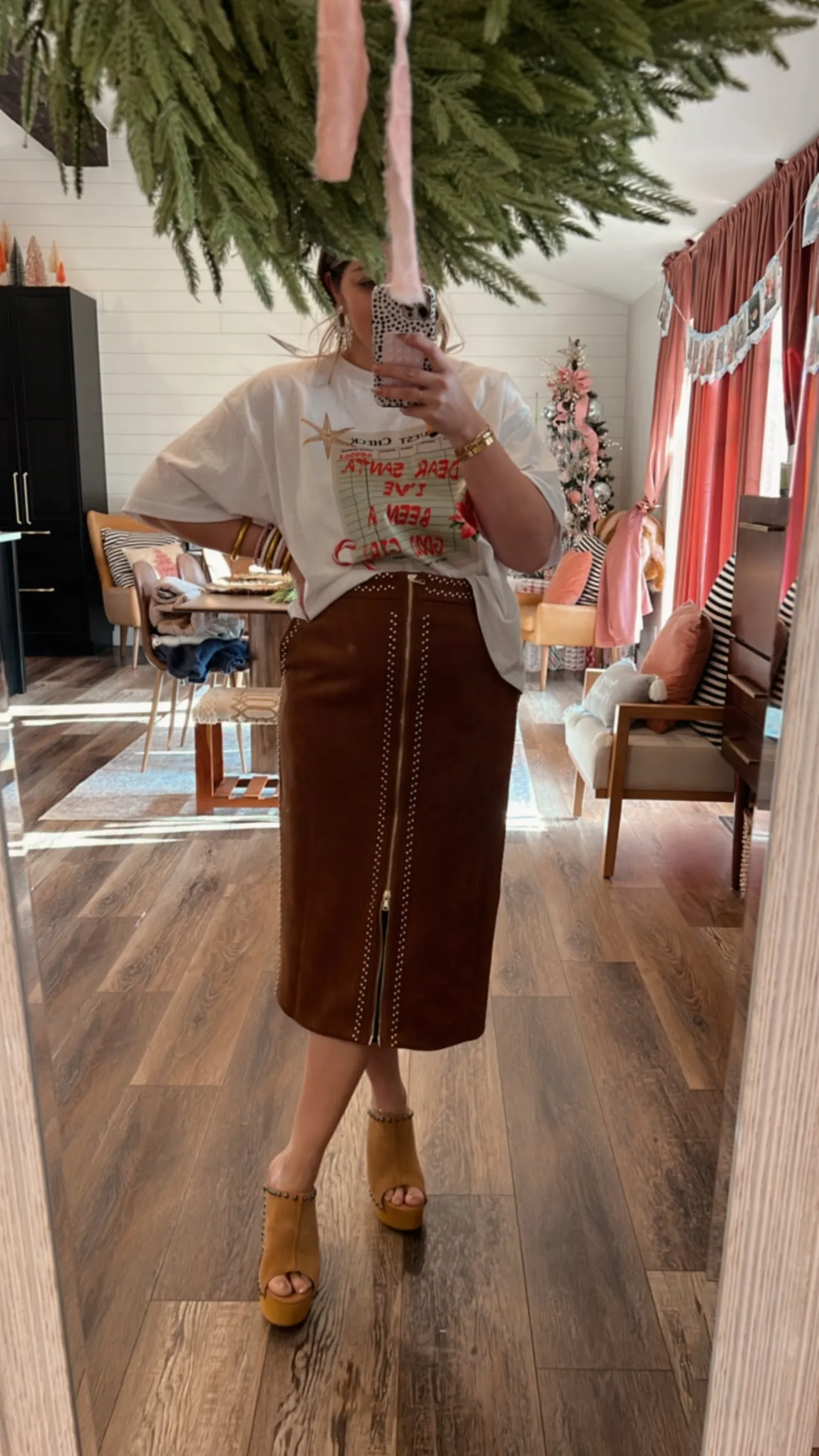 Denver Suede Zipped Midi Skirt